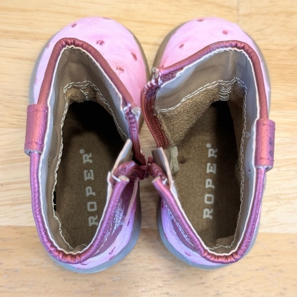 Infant Size 4 Roper brand faux ostrich light pink boots - Picture 7 of 9